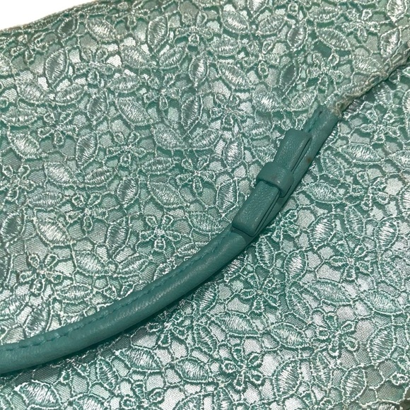 Banana Republic Light Blue Leather Envelope Trim Lace Clutch - Picture 10 of 11